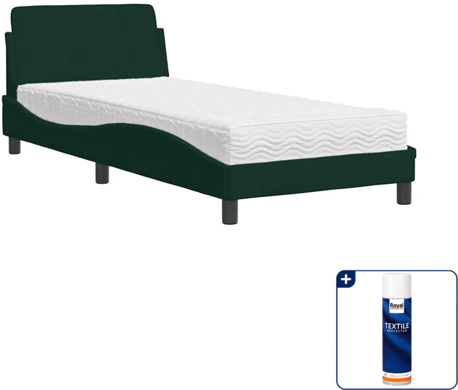 vidaXL Dover bed met matras - 80 x 200 cm - donkergroen - Inclusief textielbeschermer 500 ml Zwart