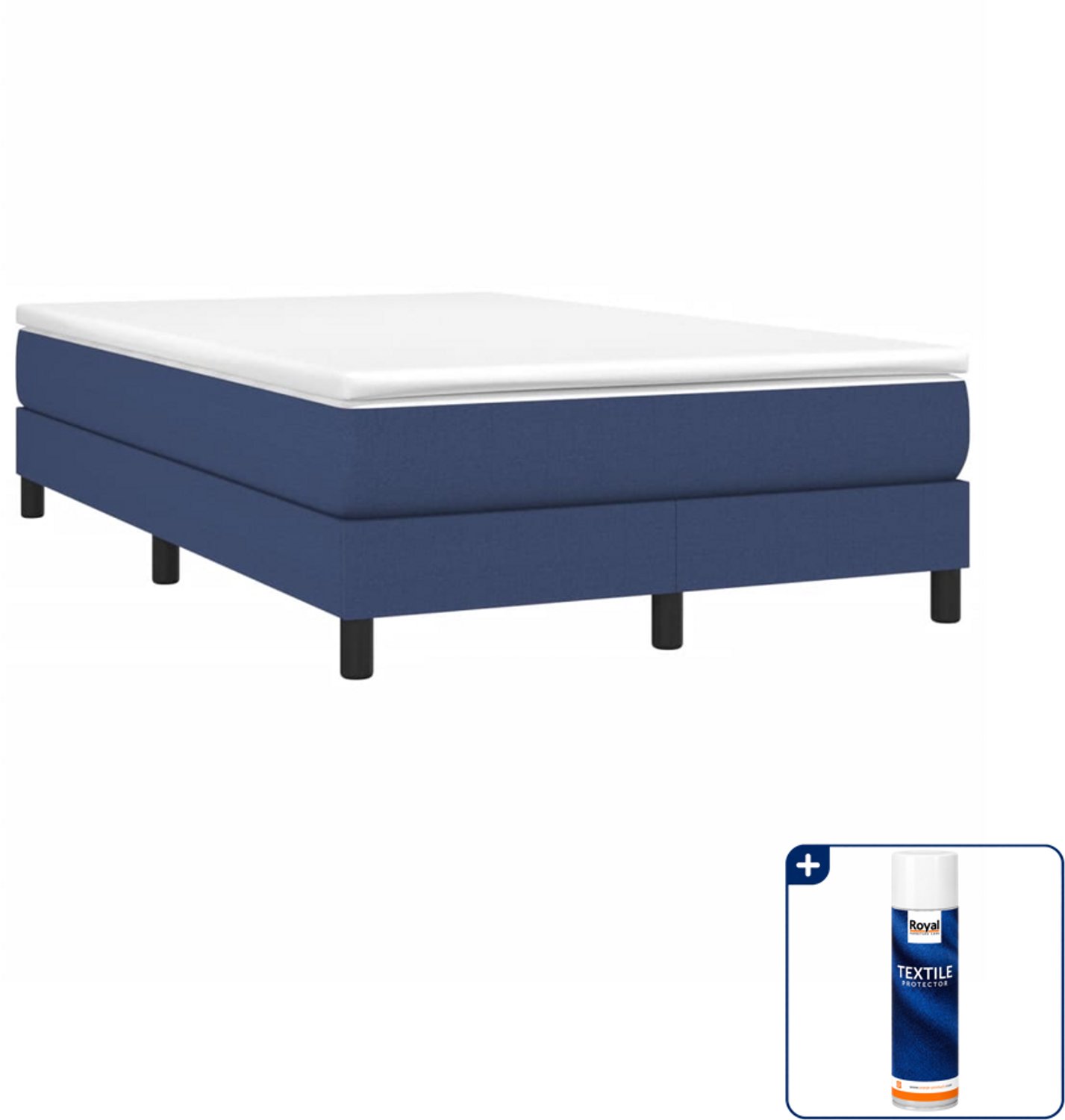 vidaXL boxspring met matras - 120 x 190 cm - stof - blauw - Inclusief textielbeschermer 500 ml
