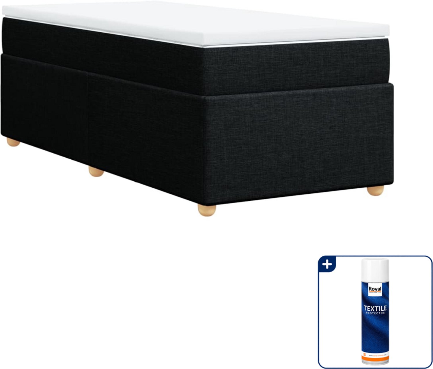 vidaXL boxspring met matras 100 x 200 cm - stof - zwart - Inclusief textielbeschermer 500 ml