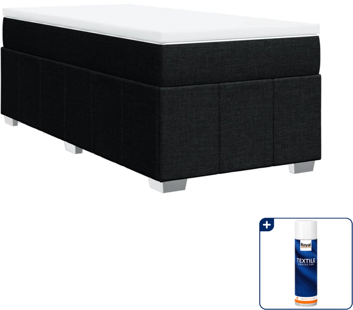 vidaXL Boxspring - 90 x 200 cm - stof - zwart - Inclusief textielbeschermer 500 ml