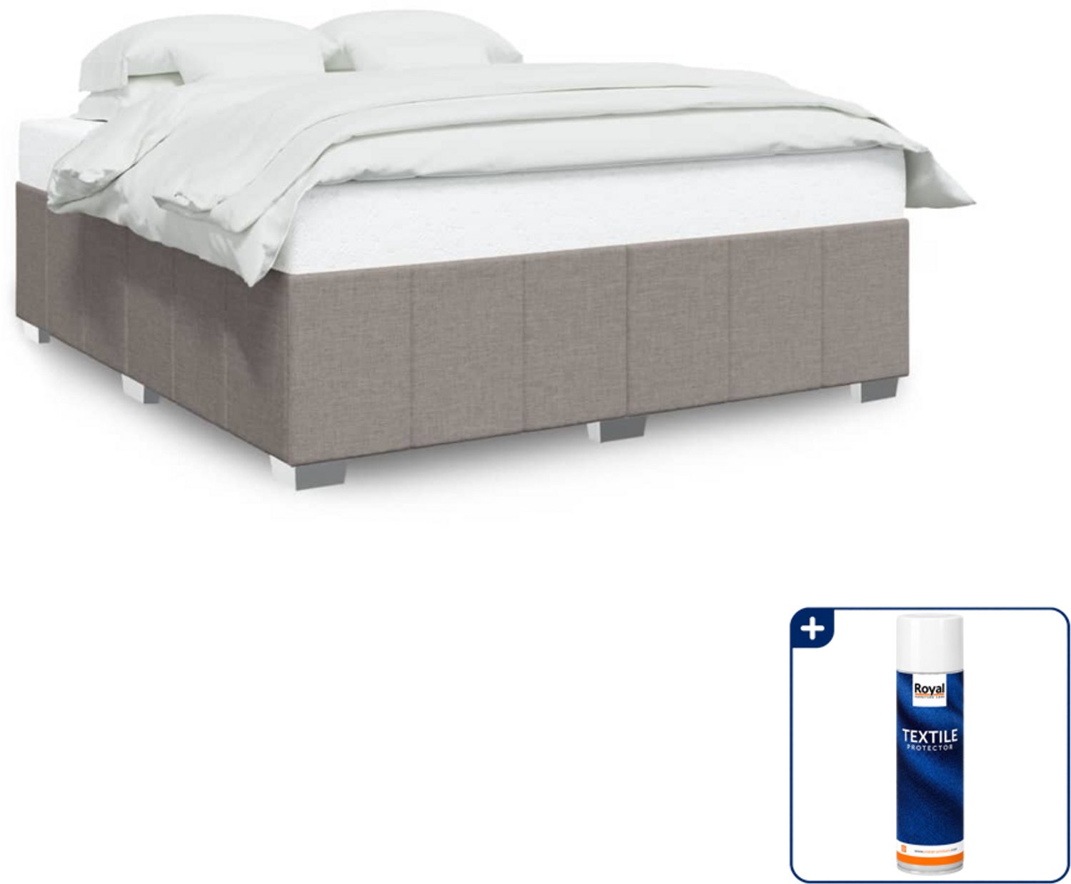 vidaXL Bedframe - 200 x 200 cm - stof - taupe - Inclusief textielbeschermer 500 ml