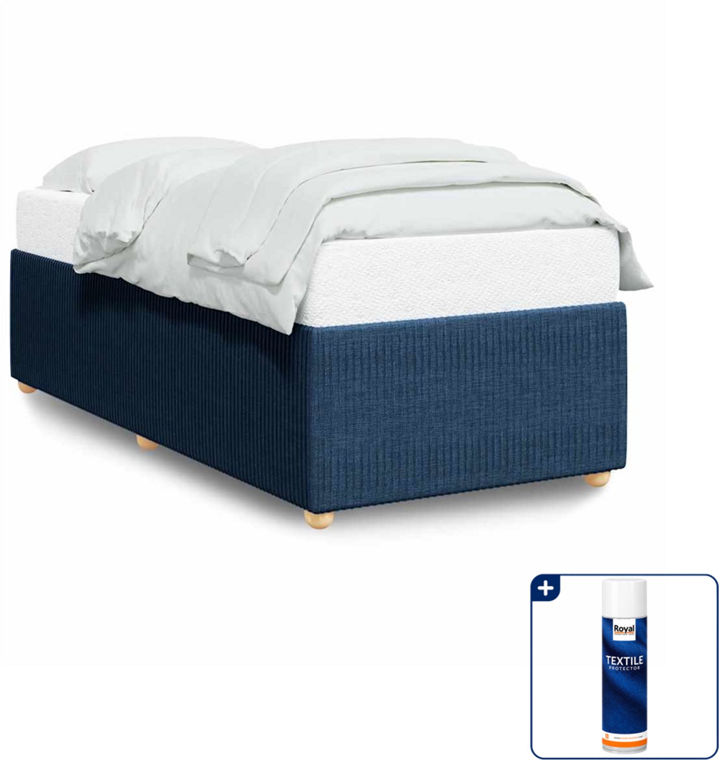 vidaXL Bedframe 90 x 190 cm - stof - blauw - Inclusief textielbeschermer 500 ml