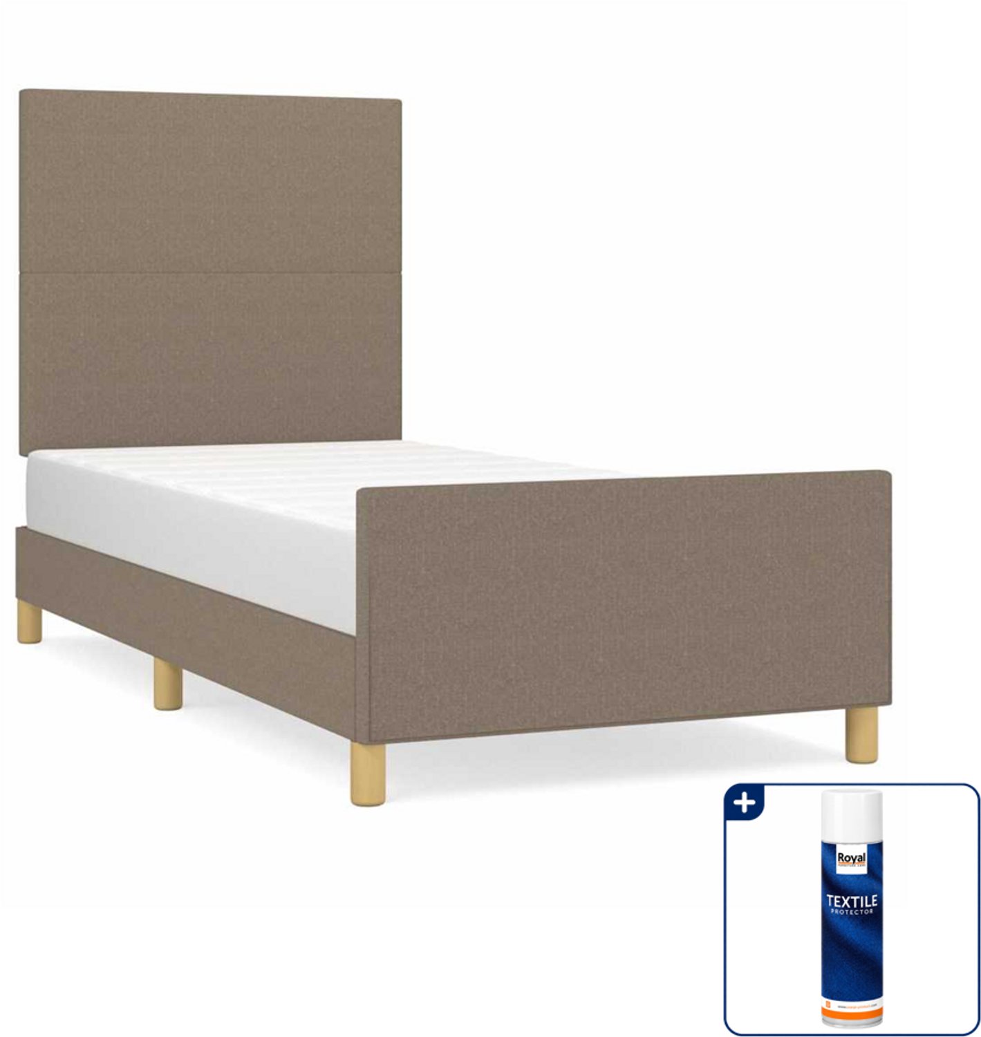vidaXL bedframe 90 x 190 cm - stof - taupe - Inclusief textielbeschermer 500 ml Grijs