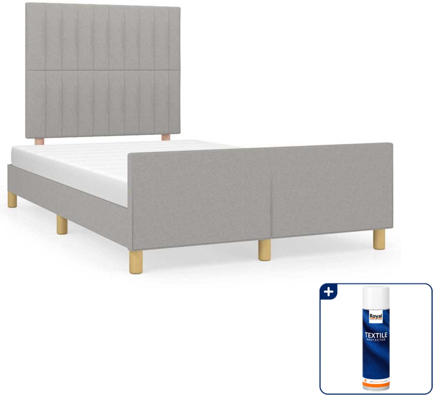 vidaXL bedframe 120 x 200 cm - stof - lichtgrijs - Inclusief textielbeschermer 500 ml