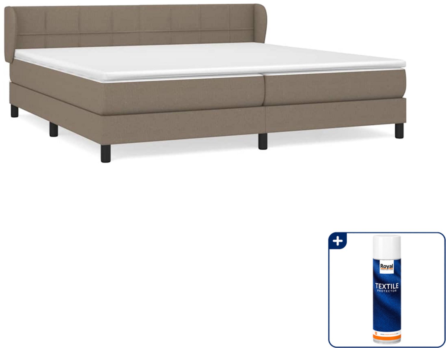 vidaXL boxspring met matras - 200 x 200 cm - stof - taupe - Inclusief textielbeschermer 500 ml