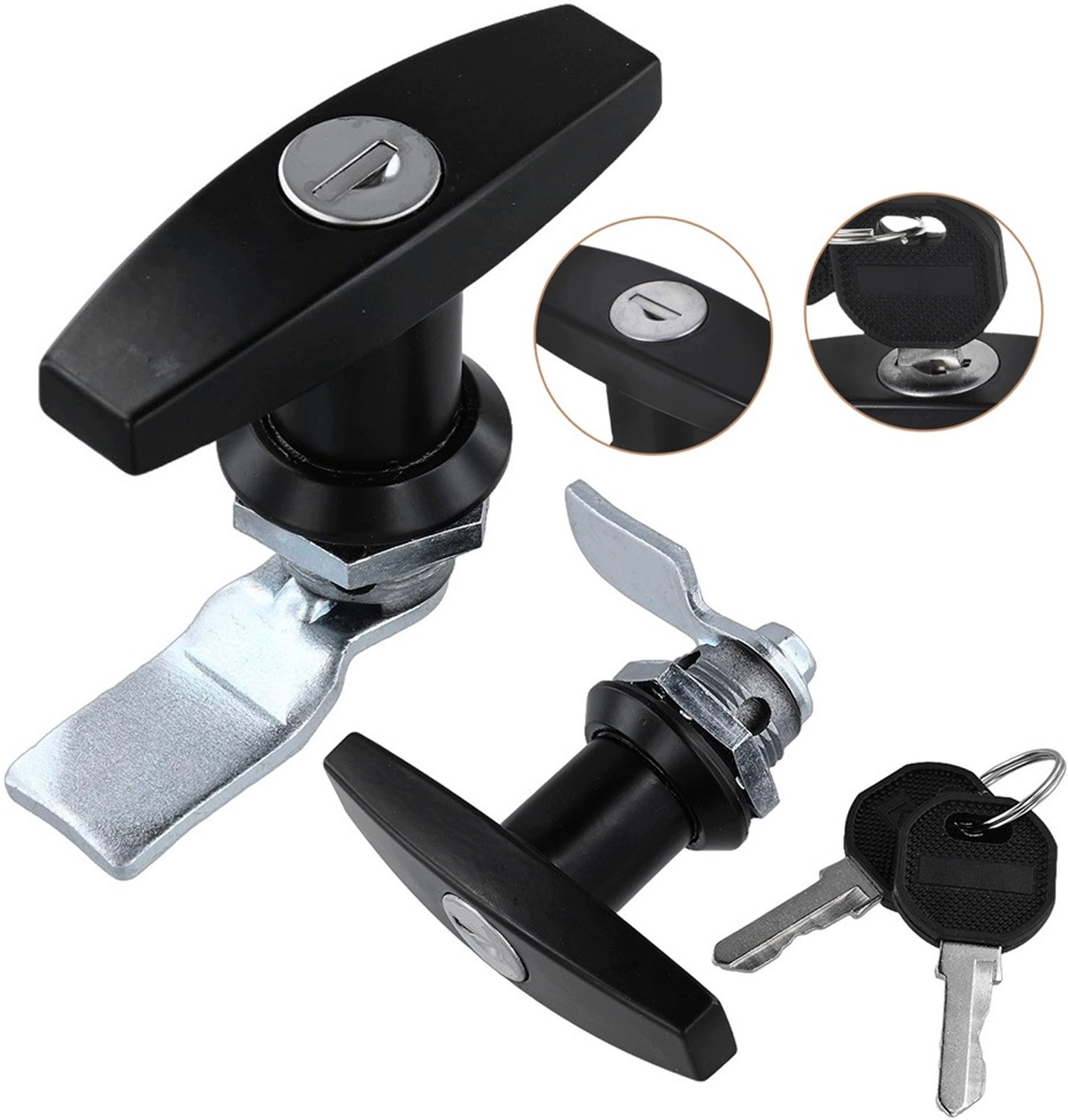 T-greep draaislot met sleutel, 2 stuks