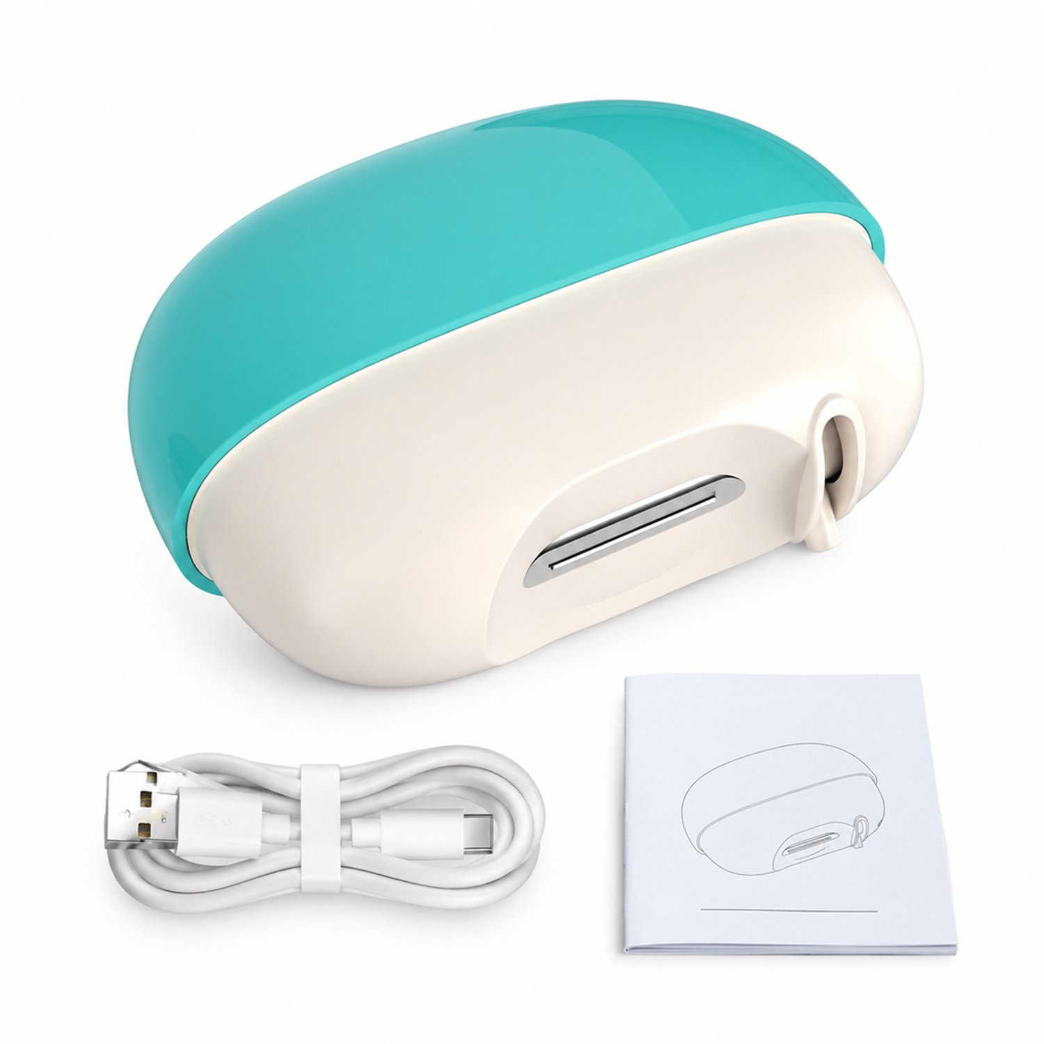 elektrische nagelknipper - 2 snelheden - met nachtlicht, geluidsarme werking en nagelopvang - blauw-wit 811 - met handleiding en kabel