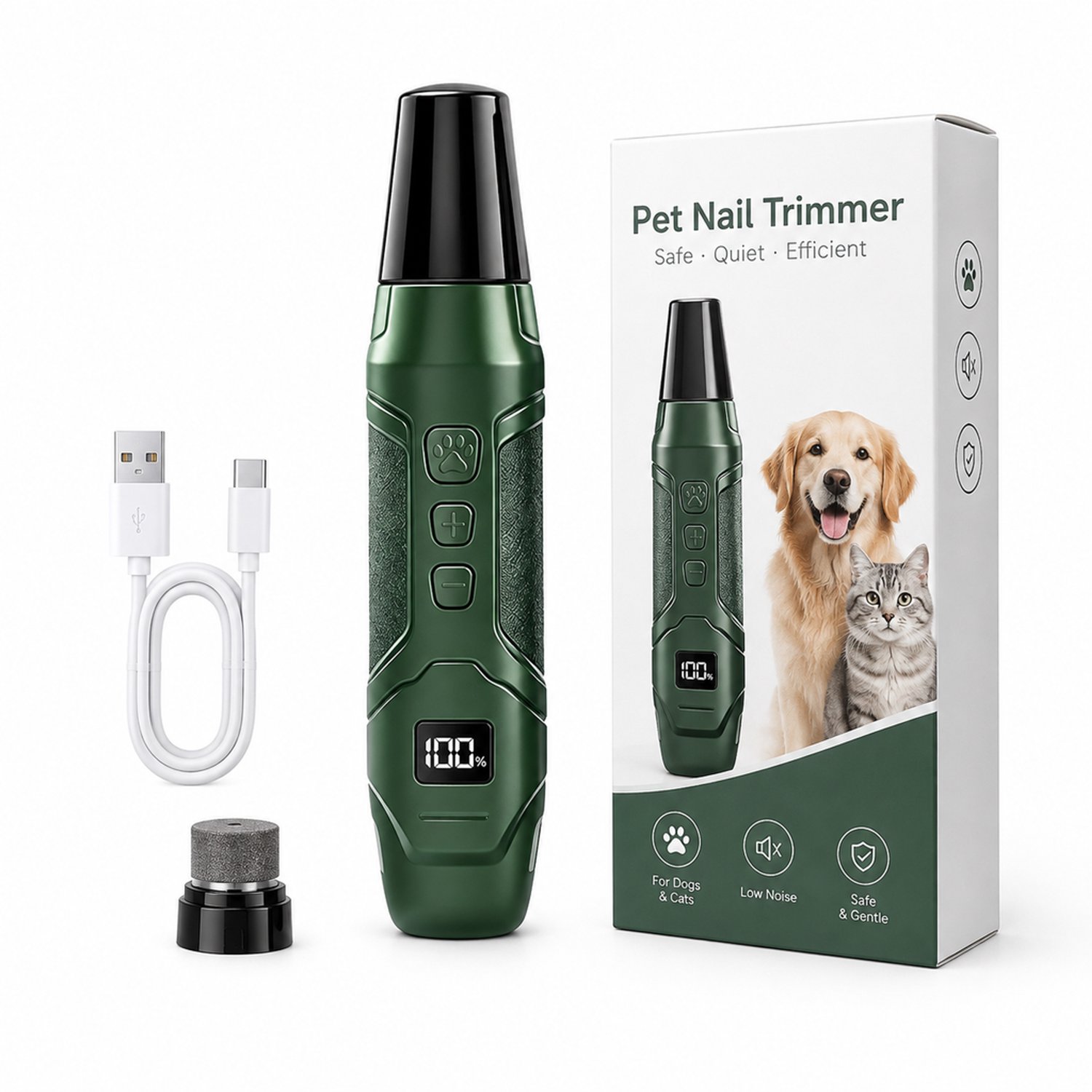 elektrische nagelknipper voor huisdieren - Groen - Nagelverzorging voor honden en katten - Engelstalige verpakking
