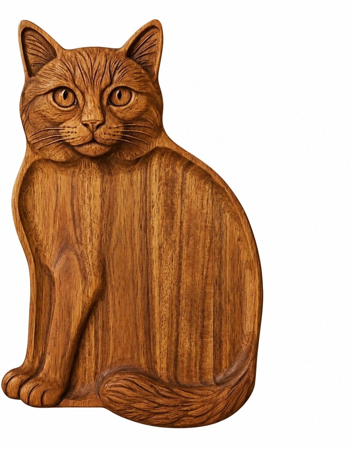 VHV - Houten Serveerplank Kat - Fruitschaal - Fruitmand - Handgemaakte Borrelplank — cadeau in Kookcadeaus - foto 2