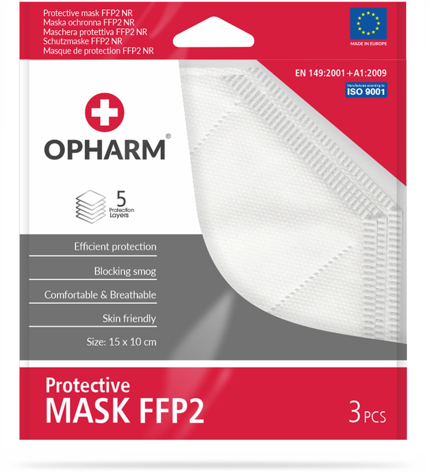 OPHARM FFP2 Beschermingsmaskers - 3 stuks - Wit