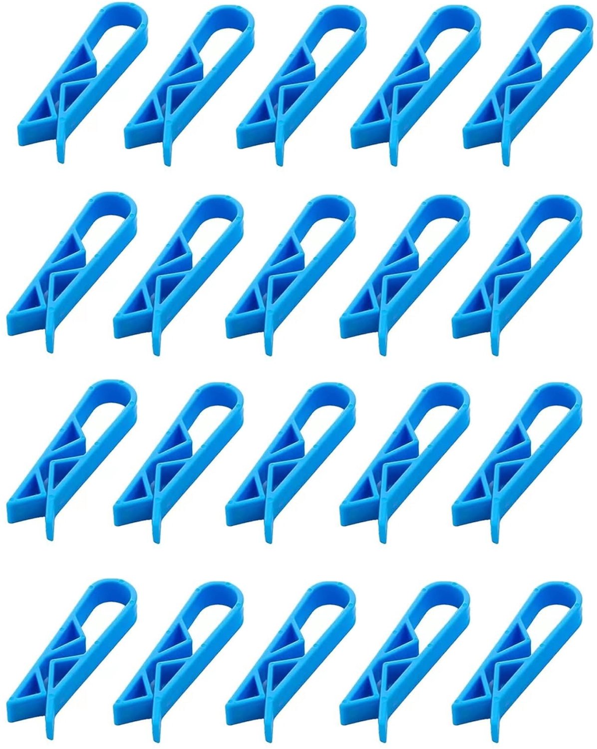 Vuilnisbak Clips - 20 Stuks - Vuilniszak klemmen - 5,5 x 1 x 1,5 cm - Bevestigingclips - Kunststof - Prullenbak Fixatie Clips - Houder Afvalzak Clip - Voor Vuilniszak - Vuilniszak Klem - Universeel - Met Vuilniszak Sluitfunctie - Blauw