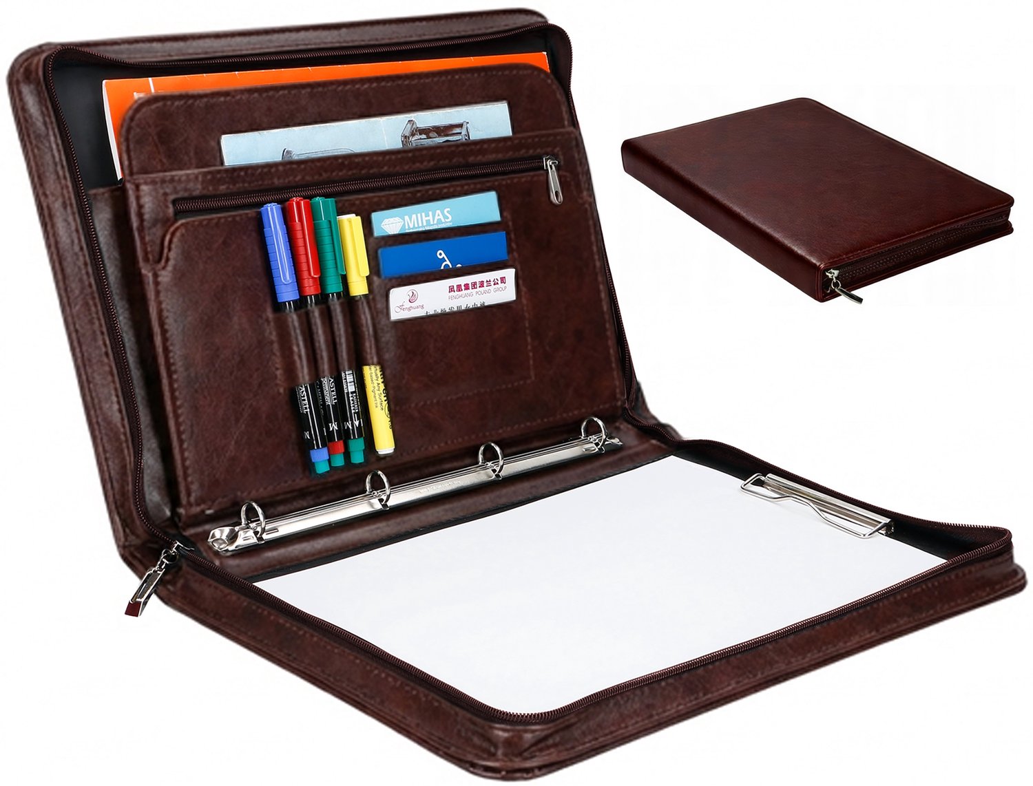 BIWUAR A4 Organizer Aktetas Bruin - Lederlook