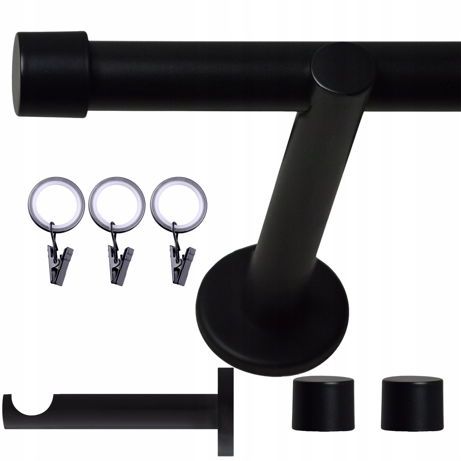 Karnisz Loft Zwart/Wit 180 cm - Stalen Buizen met Stille Ringetjes
