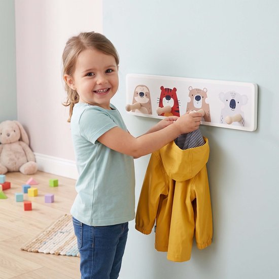 Kinderkapstok - 38 cm - 4 haken - natuur-wit — afbeelding 4