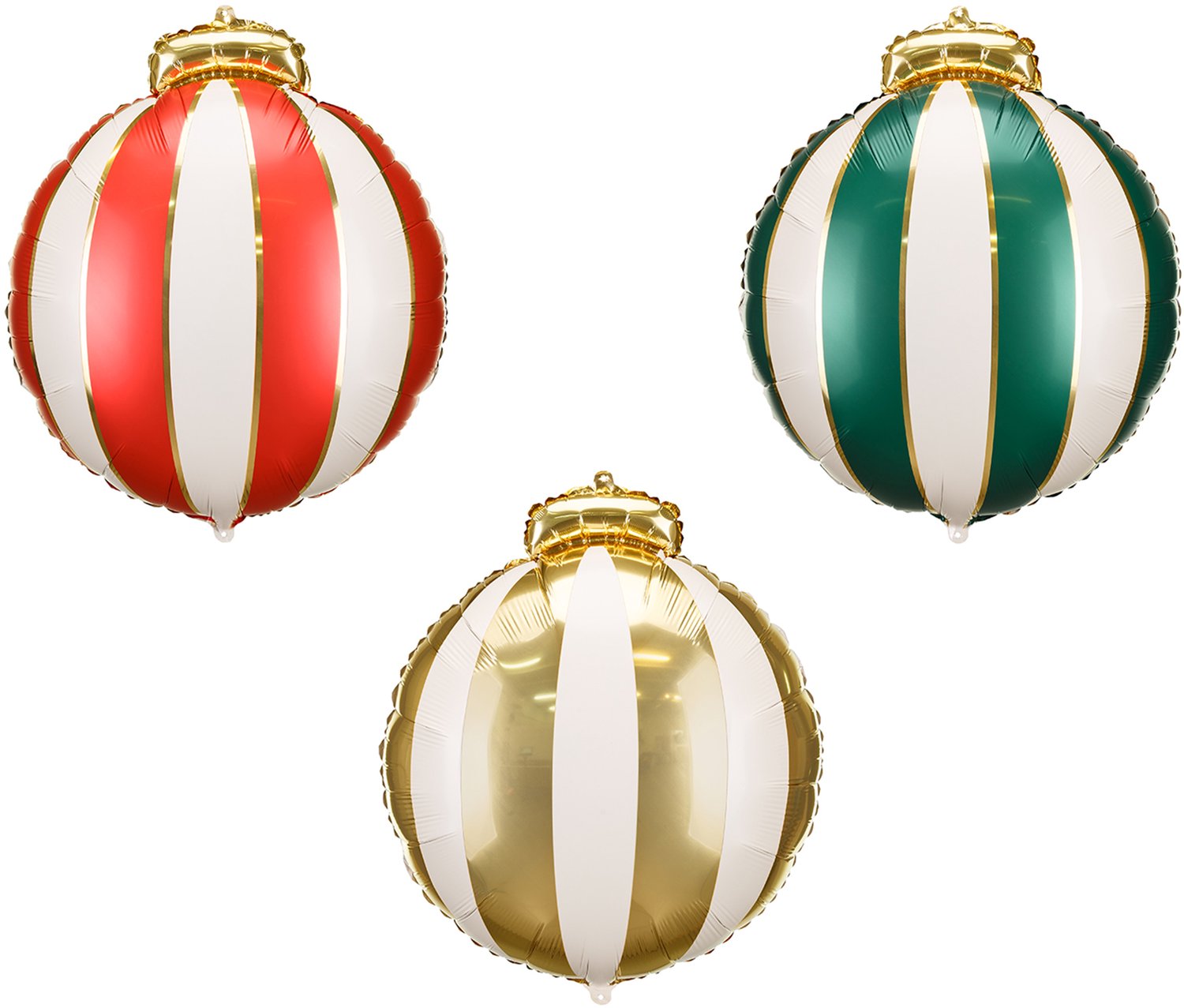 PARTYDECO - 3 Folieballonnen Kerstballen 42 x 46 cm
