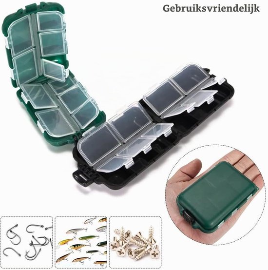 Compacte Visaccessoires Opbergdoos met 10 Compartimenten voor Lood, Haken en Aas - Dubbelzijdige Tackle Box voor Kleine Visspullen en Lure Opslag — afbeelding 2