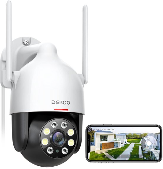 Buiten Beveiligingscamera Wit - PTZ Draaibaar - 1080P Resolutie - 30 Meter Nachtzicht - Draadloos Wifi - Met Schijnwerper En Twee-Weg Audio — afbeelding 2