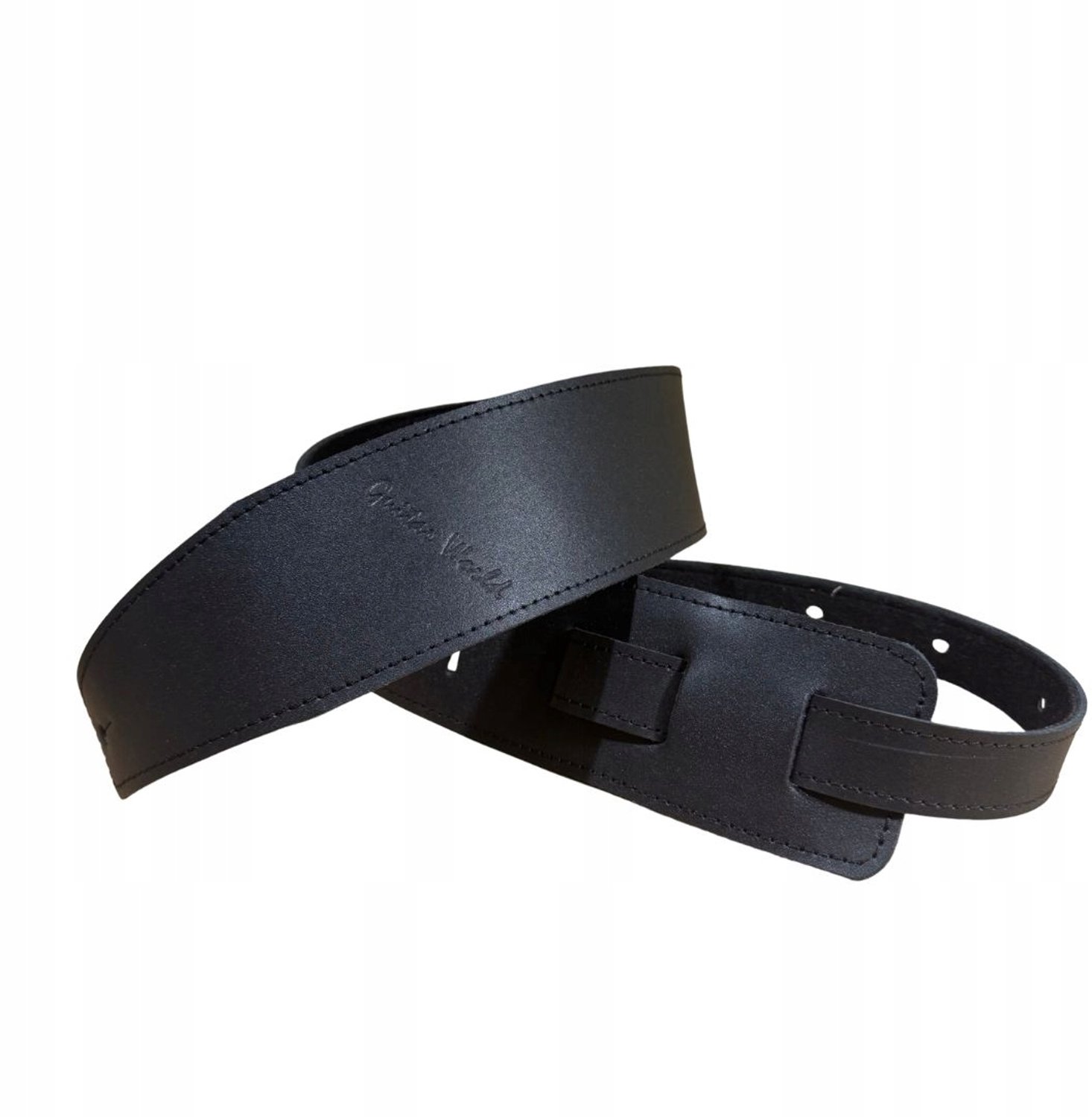 PRESTO PES-5: Zwart Lederen Gitaarband, 80mm Breed, Comfortabel & Duurzaam