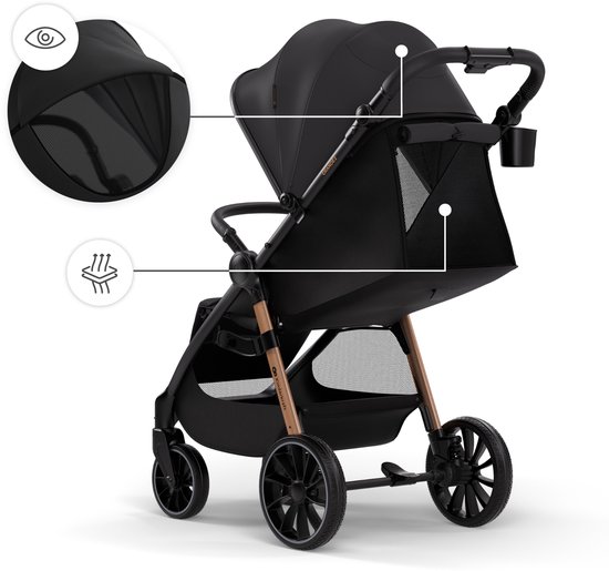 Kinderkraft GRANDE 2 Buggy - tot 22 kg verstelbare duwbeugel 3 standen ruime zitting - Zwart van Merkloos — afbeelding 5