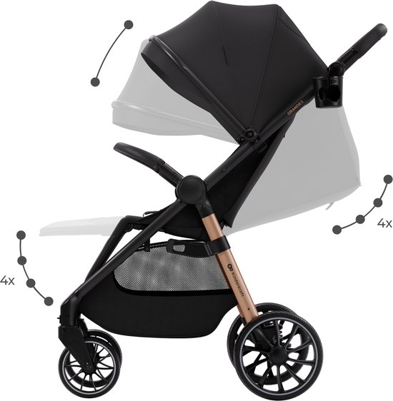 Kinderkraft GRANDE 2 Buggy - tot 22 kg verstelbare duwbeugel 3 standen ruime zitting - Zwart van Merkloos — afbeelding 4