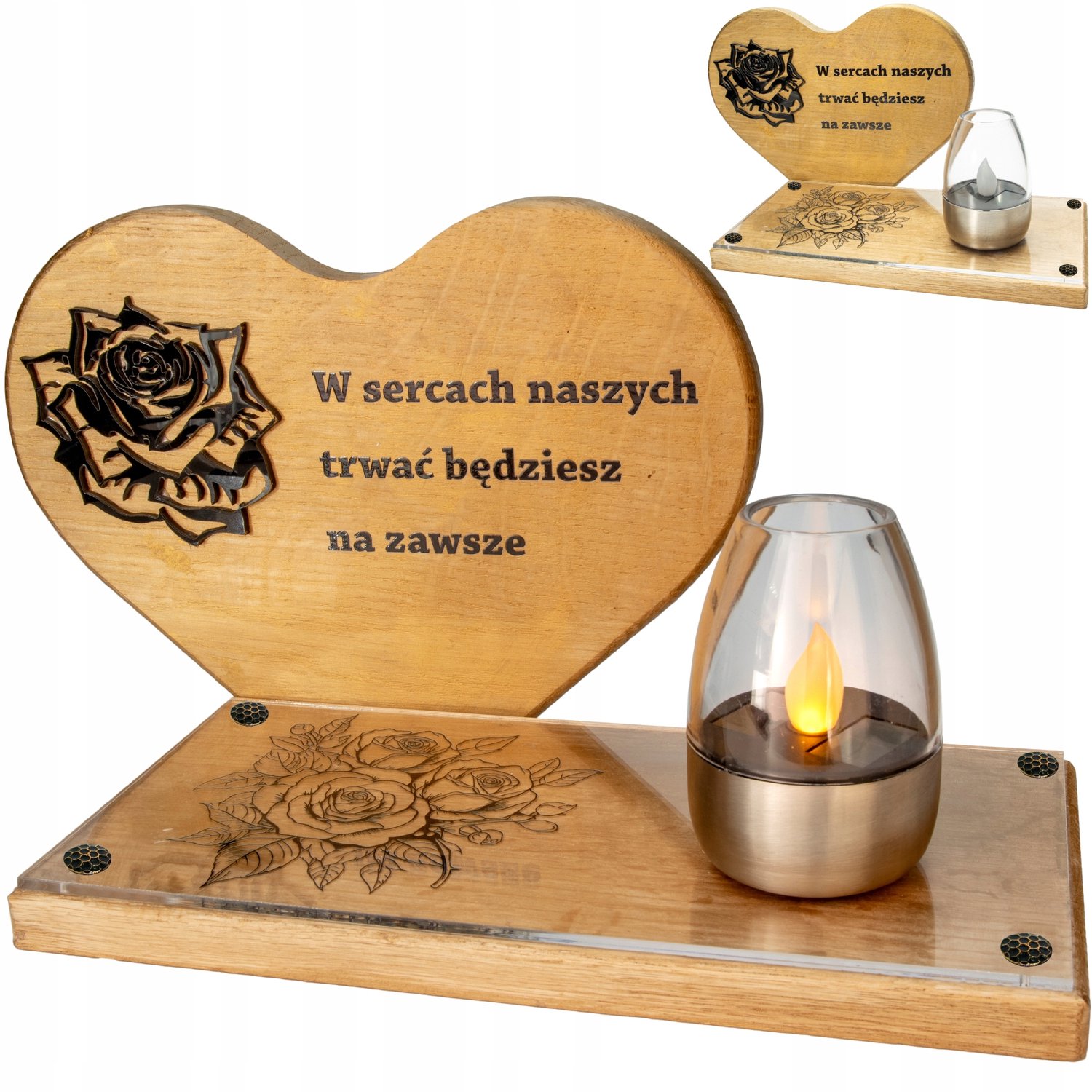 Zonne-energie Grafsteen Lantaarn LED - Grote Houten Standbeeld