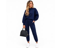 Relax Fit Dames Kledingset - Broek - Trui - Blauw