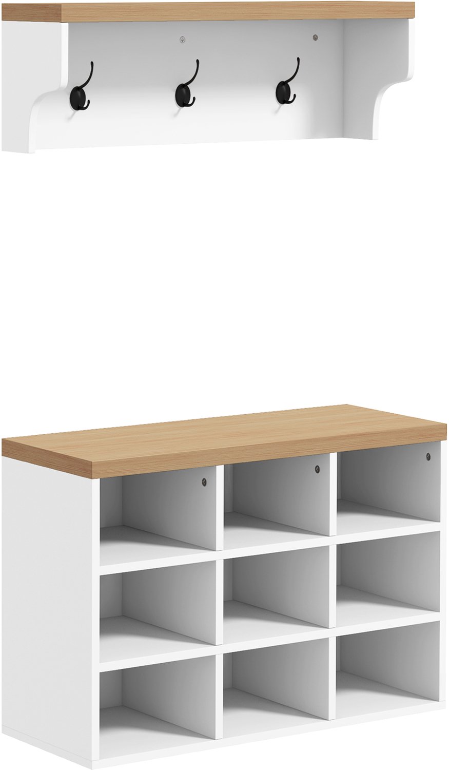 HOMCOM - Opbergset voor de hal - Spaanplaat - 75x30x50cm - Wit
