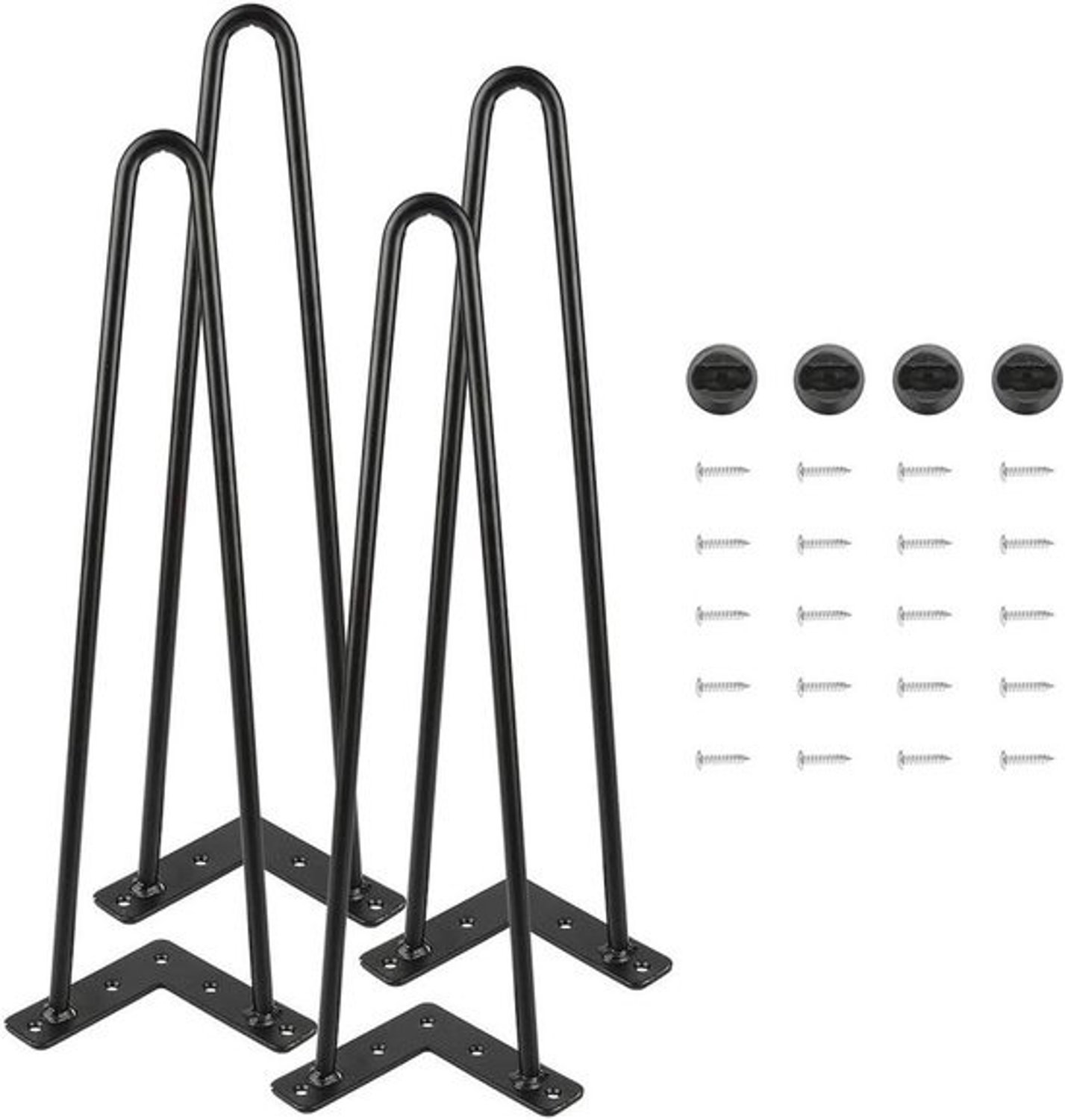 Set tafelpoten - Meubelpoten - Meubels maken - Stabiel dubbelstaafdesign - 41 cm hoog - Mat zwart