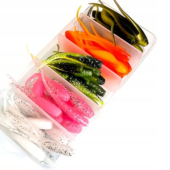Merkloos Spinvis Lokaas Set: 65 Stuks, 5cm, 5 Kleuren, Drop Shot — afbeelding 3