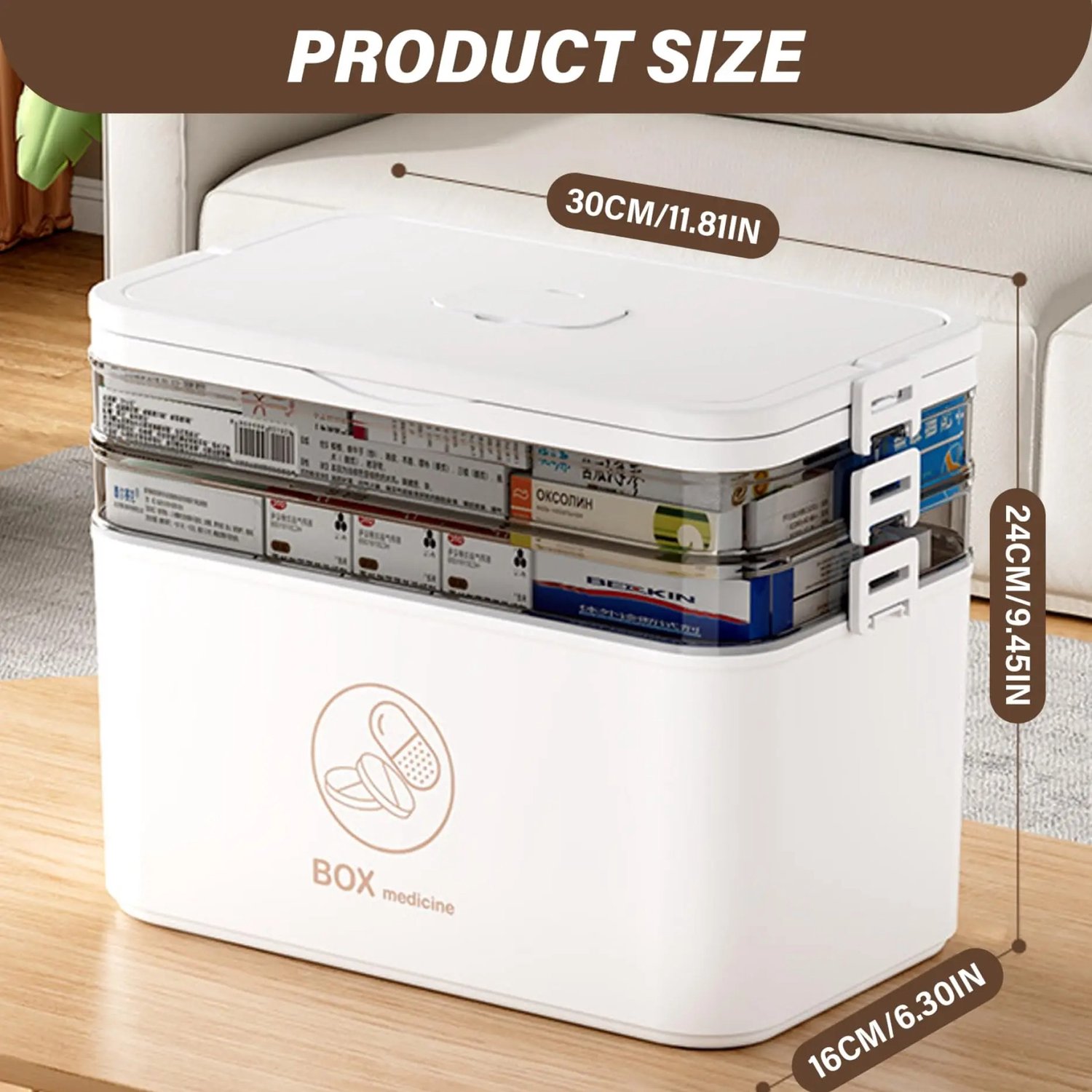 Geargalaxy Medicijndoos - Medicijnbox - Medicijnkist - Medicijn Organizer - Medicijn Opbergdoos - Medicijnhouder - 3 Lagen - Wit