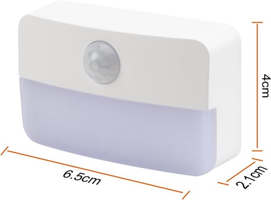 Nachtlampje met bewegingsmelder binnen batterij, 6 stuks LED trapverlichting, kastlicht Auto AAN/UIT, sensorlicht 6000K warm wit voor hal, slaapkamer, keuken — afbeelding 2