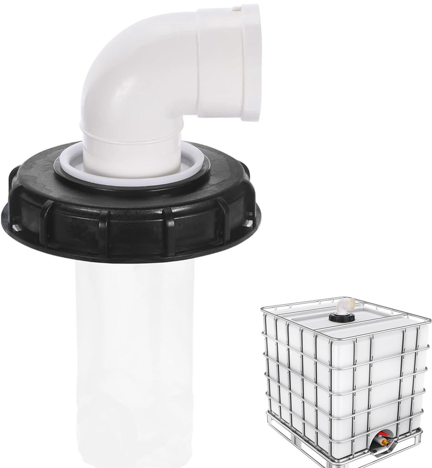 Famanu - IBC dekselfilter - voorkomt vervuiling van regenwater - uitwasbaar nylon - zwart 1 stuks