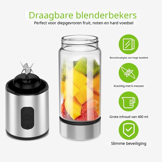 Warmara Blender Glas - Glazen Blender - Blenderkan - Zilver - 20cm x 7cm x 7cm van Warmara — afbeelding 2