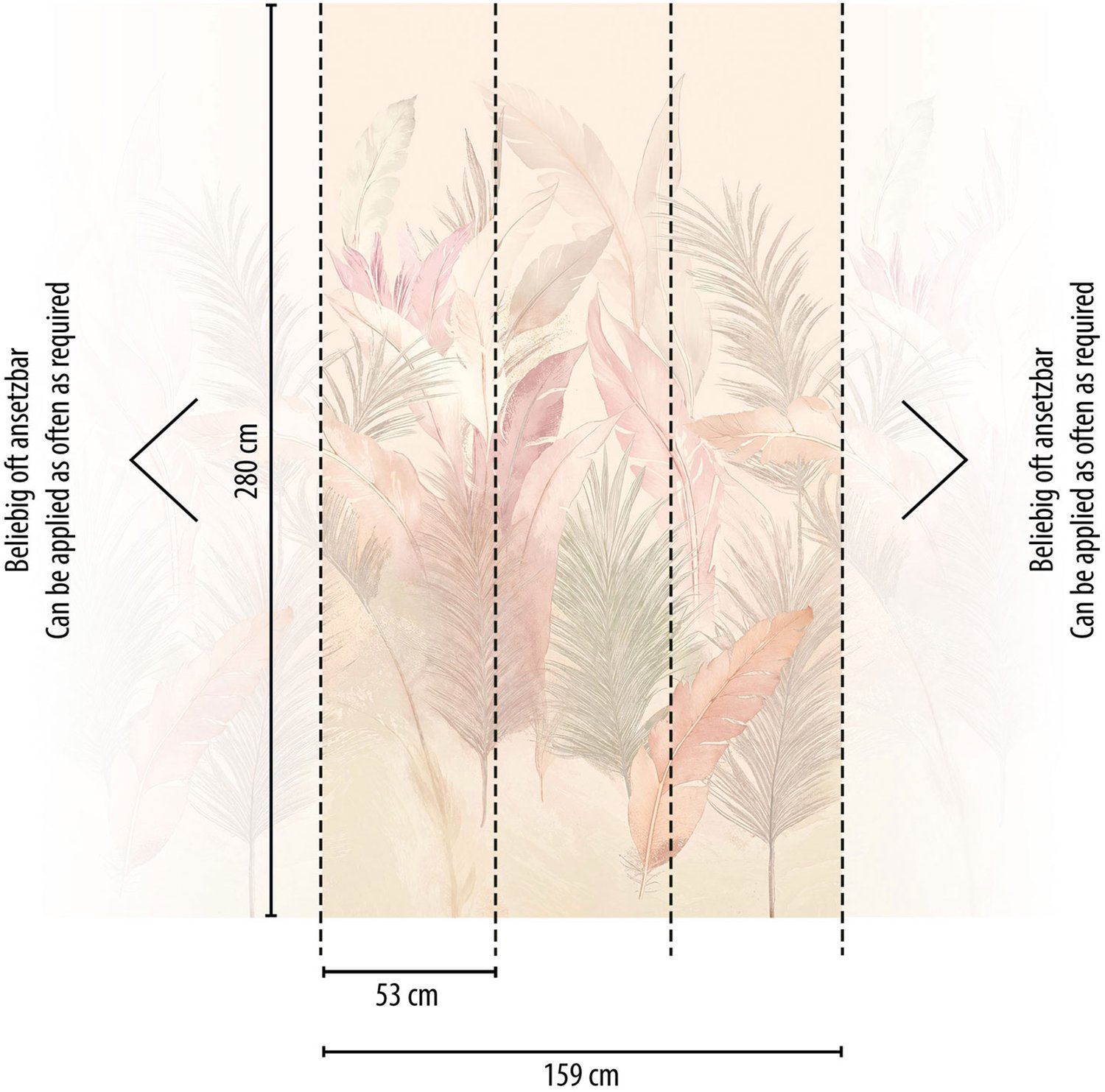 Afbeelding behang, Livingwalls The Wall 4 | 791414, 159 x 280 cm, Roze / Felroze