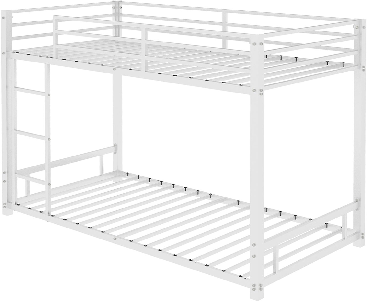 Merax Metalen Stapelbed - 2 Slaapplaatsen 90 x 190 cm - Metalen Lattenbodem - Veiligheidsranden - Ladder - Wit