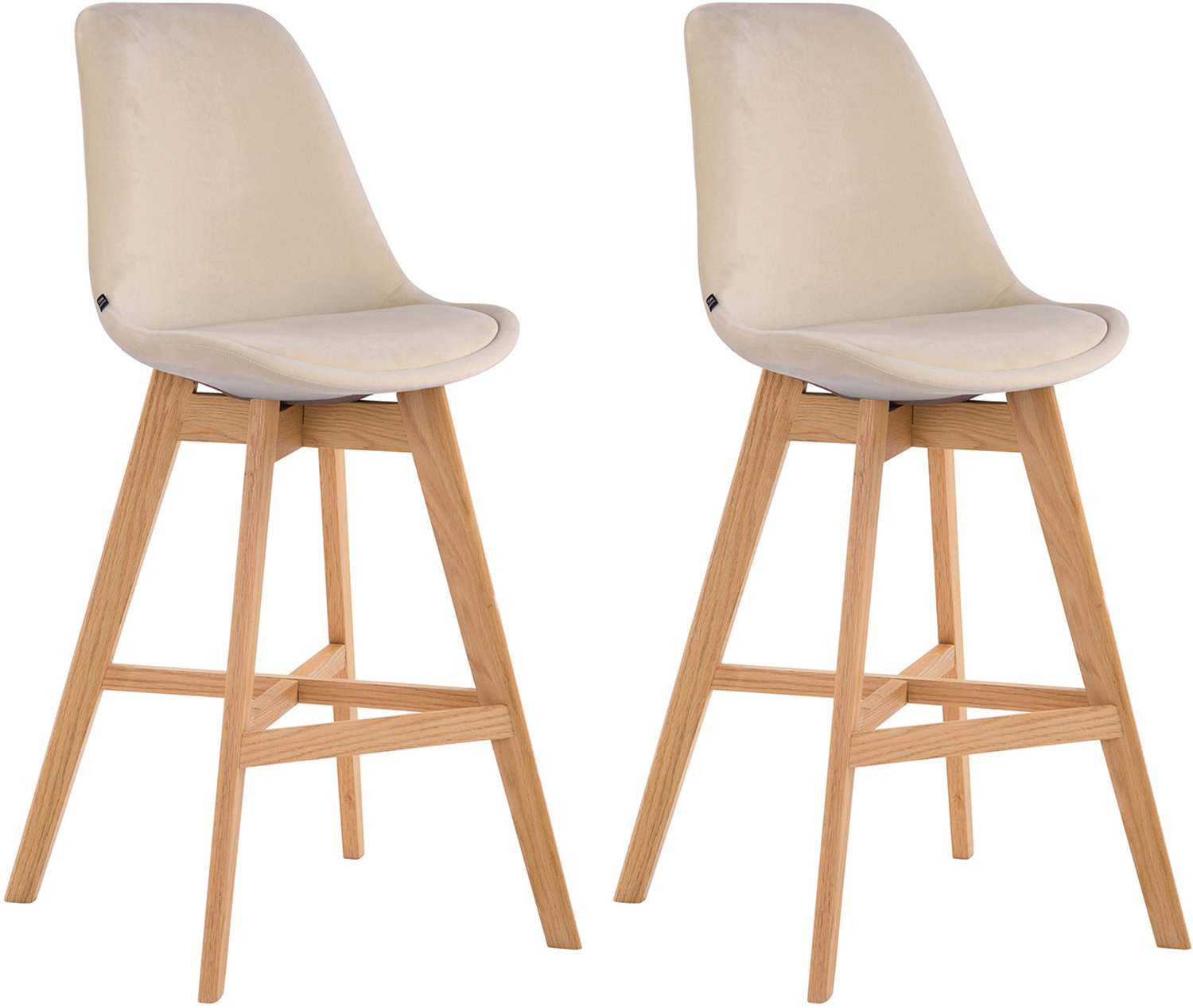 Luxe Comfort Torino 0222 barkrukken (set van 2) - fluweel - crème creme natura
