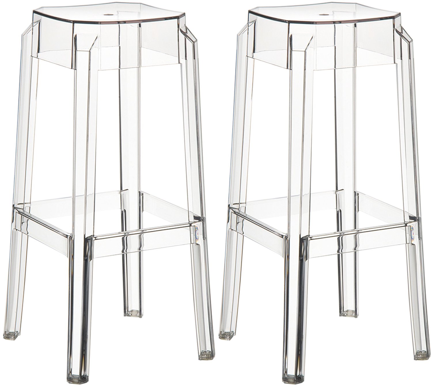 Luxe Comfort Barkruk - Set van 2 barkrukken - Kunststof - Transparant - 160kg Draagvermogen
