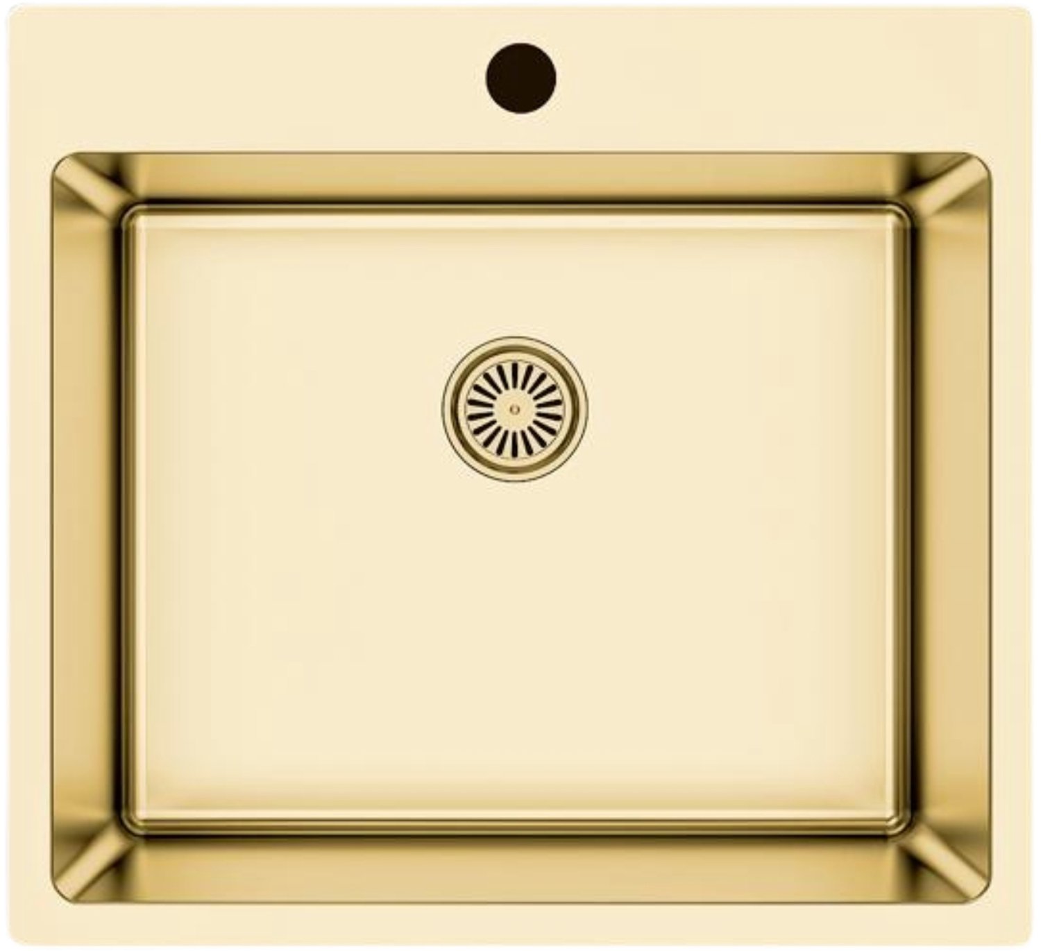 Faizee Home Steelcore RVS Spoelbak 55 x 50 cm - 17 cm Diep - Met Sifon - Optioneel met Bijpassende Kraan Gold Ohne Armatur