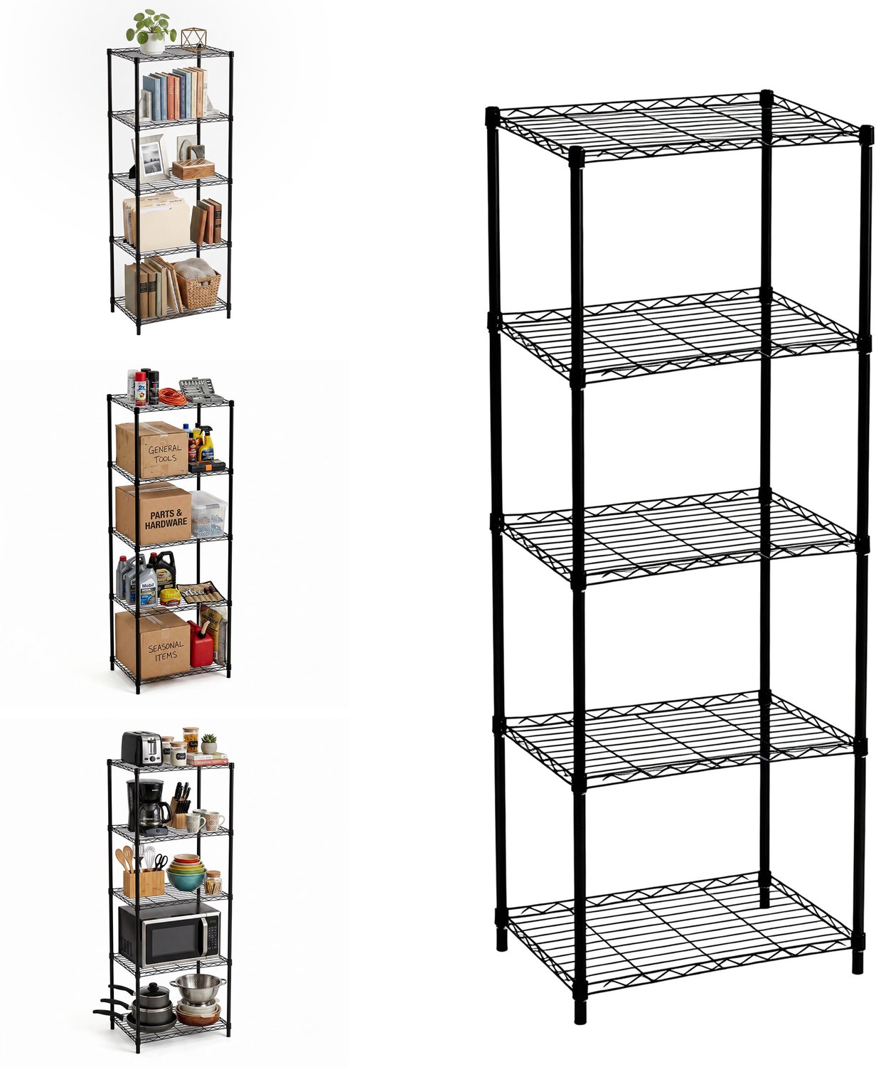 Opbergek metaal - 160 x 56 x 35 cm - zwart