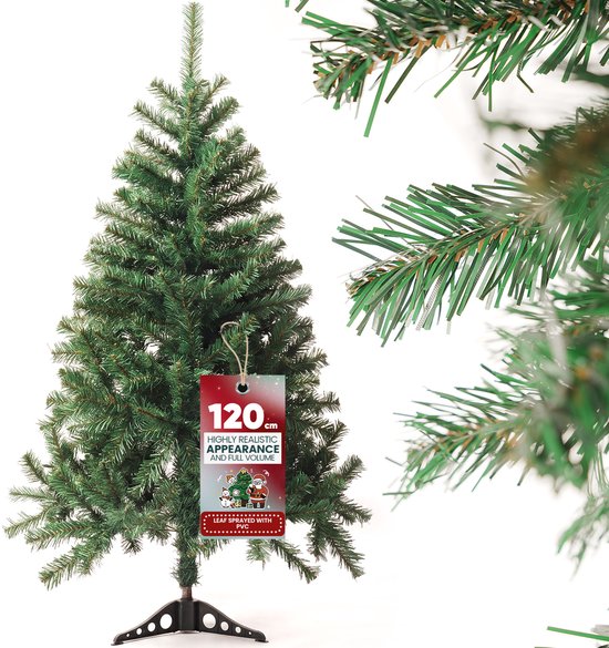Soontrans - Kunstkerstboom 120 cm - 230T PVC - Diameter Plastic voet 30 cm - Maximale diameter Kerstboom 75 cm - Takken Buigbaar - Geschikt voor Kerstversiering - Groen