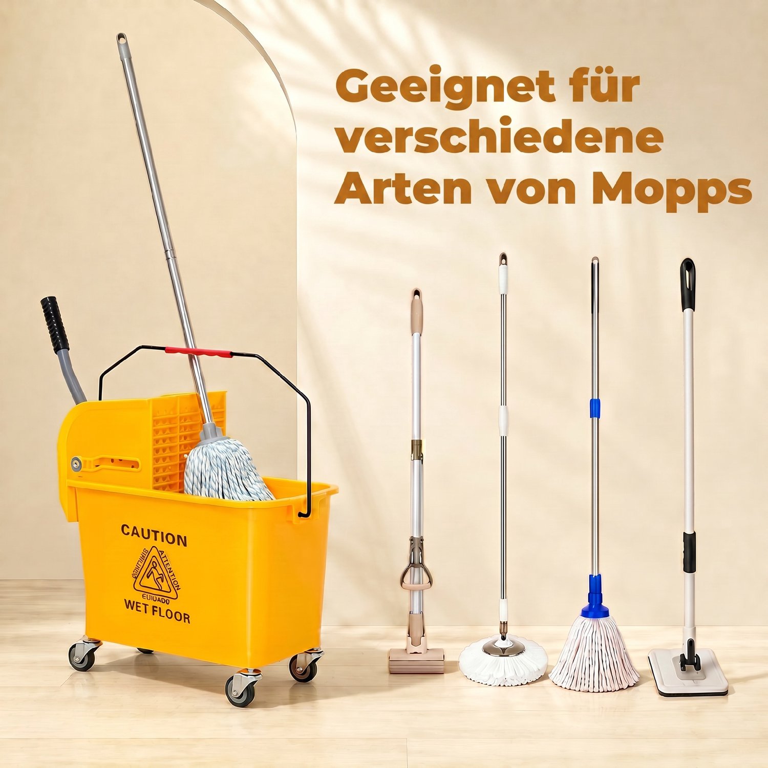 Reinigingswagen-20 l- met centrifuge-60 x 27 x 70.5 cm-geel