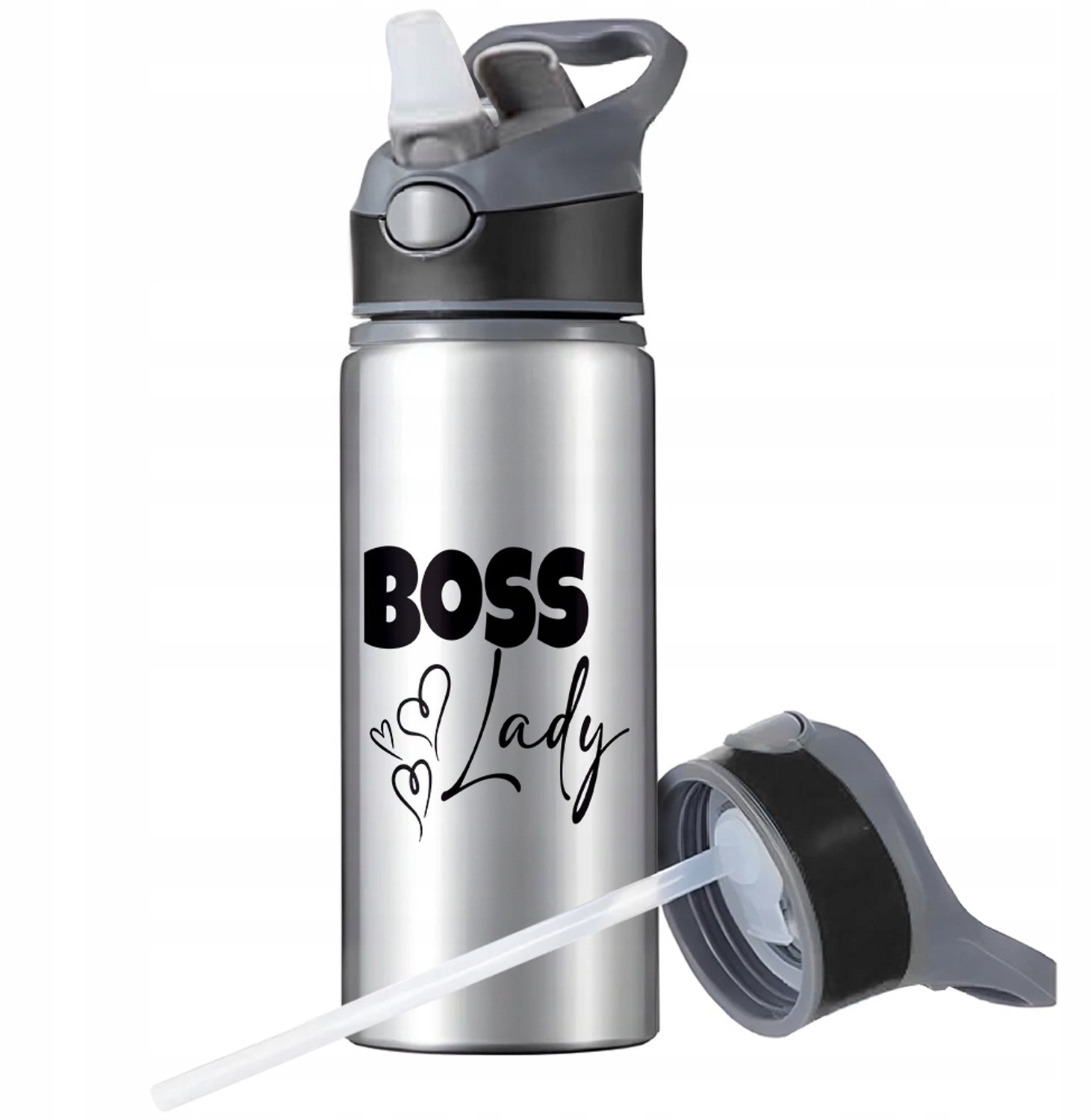 Merkloos Aluminium Sportbidon 650ml met Rietje en Handvat