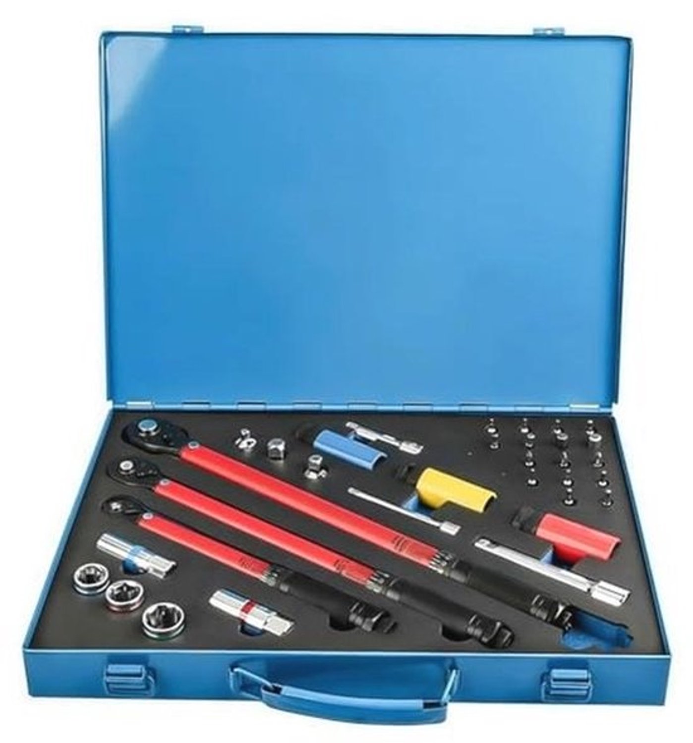 Momentsleutelset 33-delig, 1/2" 3/8" 1/4", 20-230Nm met verlengingen en schroefbits voor auto en fiets