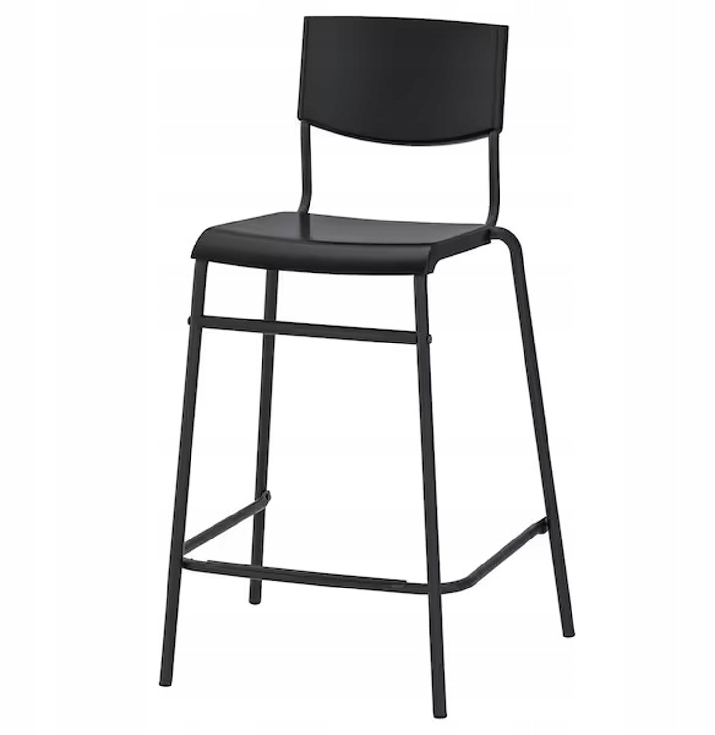 ikea STIG barkruk met rugleuning, zwart, 63 cm zithoogte