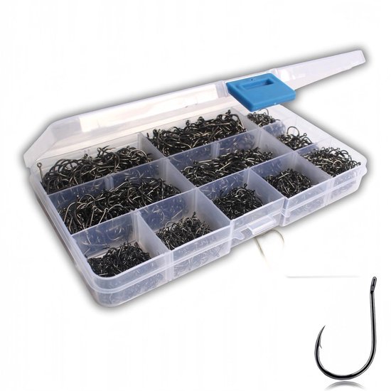 500x Merkloze Vis Haken Set - Maten 3-12# - Sterk & Scherpe Haken — afbeelding 2