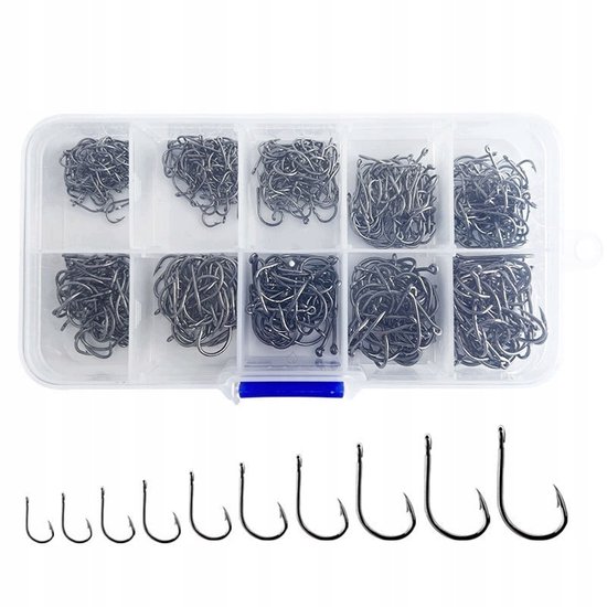 500 Vis Haken Set - Hoge Koolstofstaal - Maten 3-12# — afbeelding 2