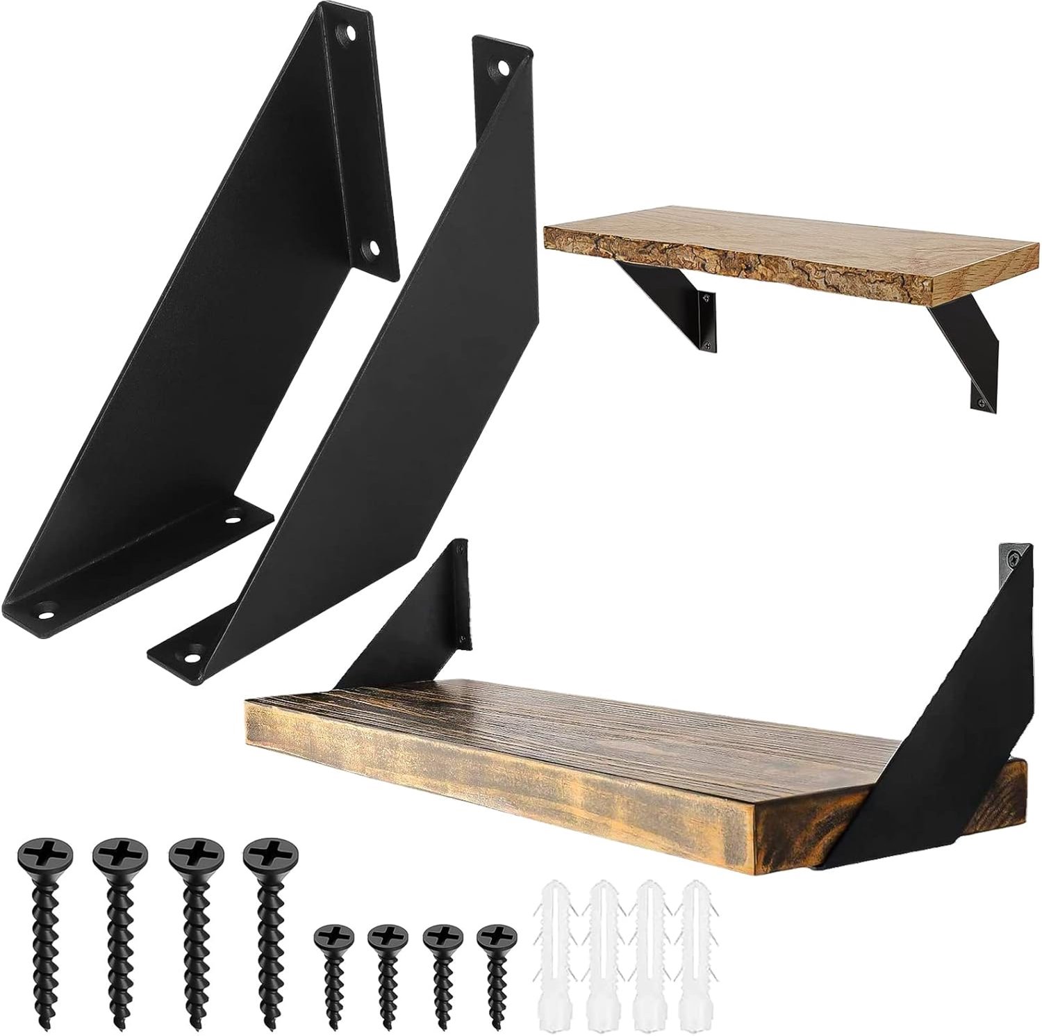 Famanu - Plankhouder Set - voorkomt rommelige planken - stevige metalen constructie - zwart 2 stuks