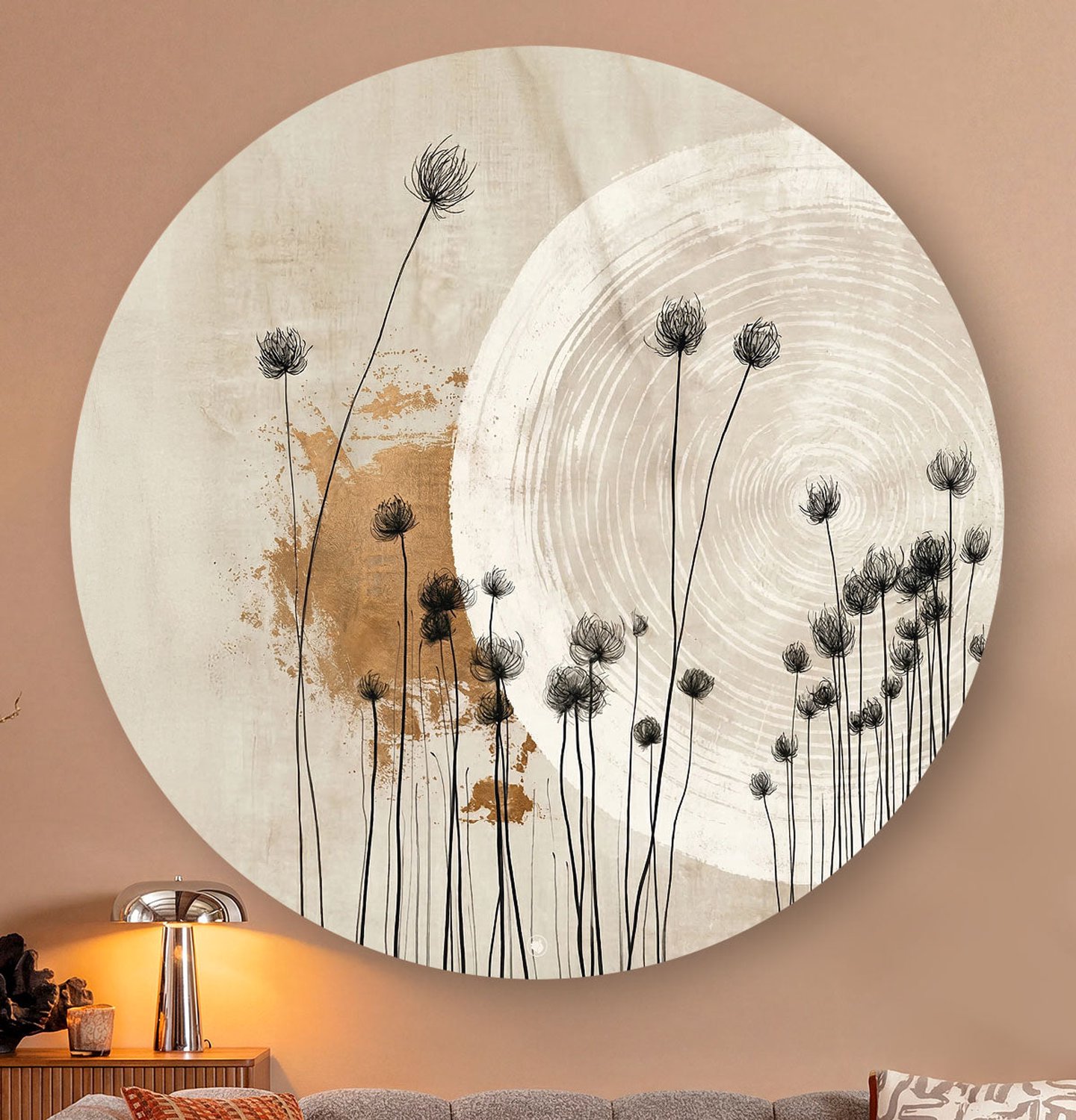 HIP ORGNL Ethereal Meadow Spheres - Wandcirkel Veldbloemen - 80 cm