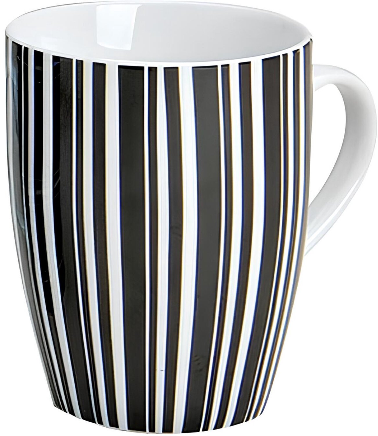 Bellatio Design Koffiekopjes Stripes - set 12x stuks - zwart/wit - porselein - 300 ml - H10 cm - mokken