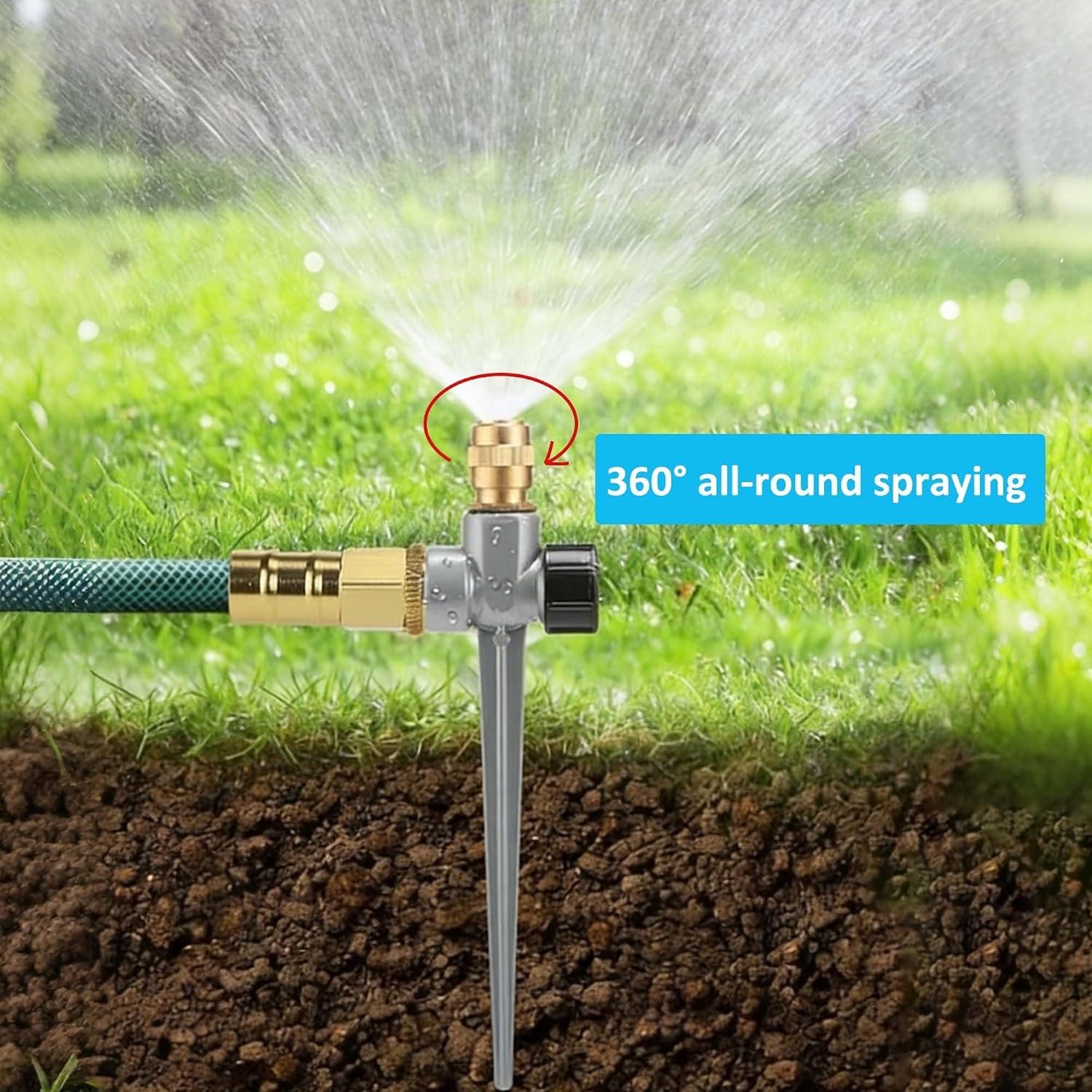 Automatische metalen tuin sproeiers voor de tuin met 360 graden dekking, ideaal voor bloemen en groenten
